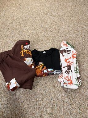 Black Kids Tee with Orange Turkey Monster Truck Graphic